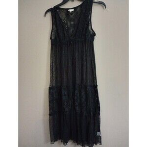 Self Esteem Black Lace Sheer Sleeveless Two Hook Robe Size XS